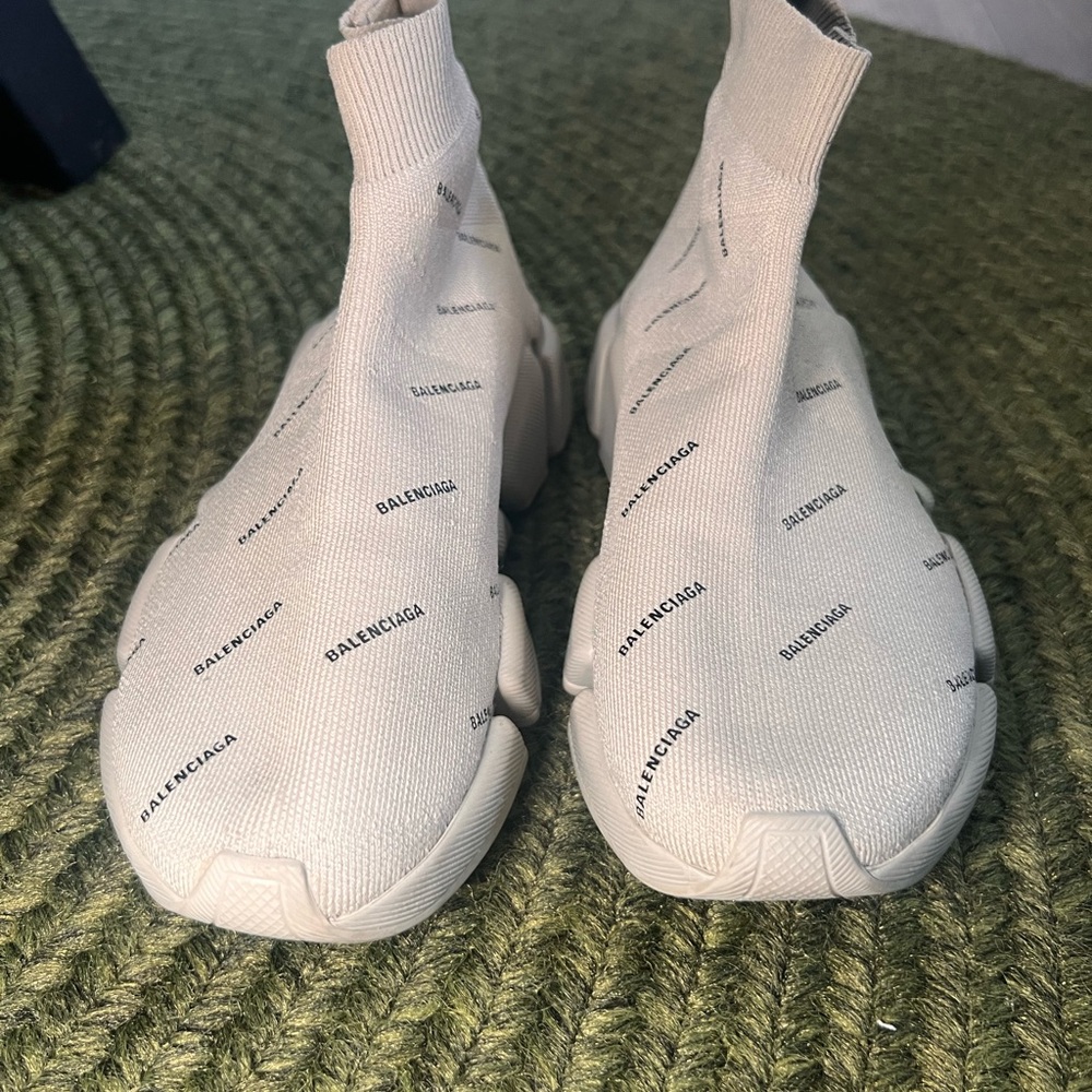 Balenciaga Speed Runner Cream All-Over Print Sock Sneakers